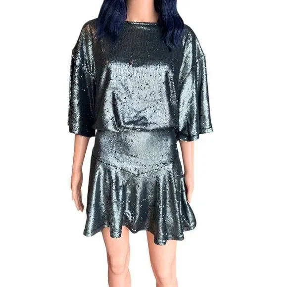 free people silver sequin dress Free People Disco Fever Mini Slip